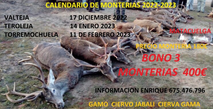 CALENDARIO DE MONTERIAS 2022